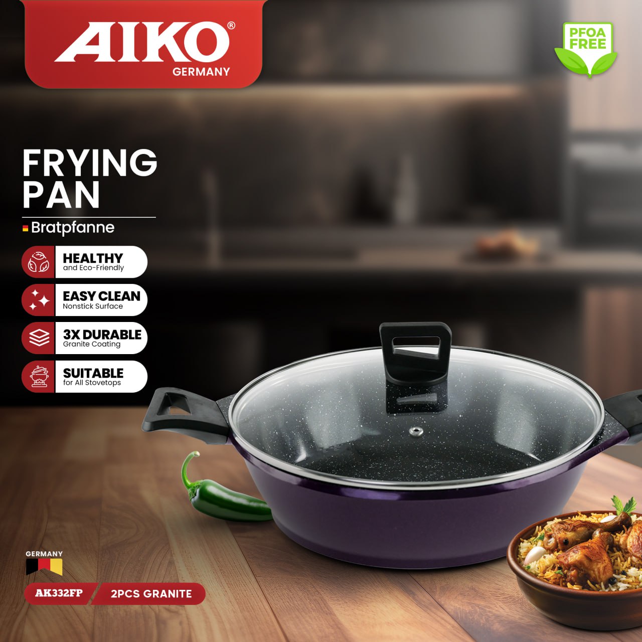 ماهیتابه رژیمی آیکو مدلAK332FP